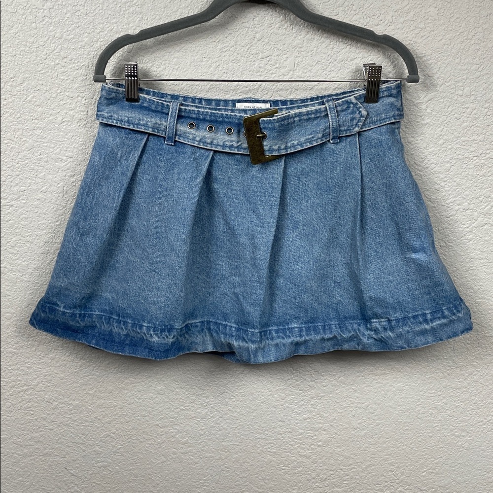 New Show Me Your Mumu Lohan Mini Skirt Skort Ozone Indigo Denim Sz L - Picture 4 of 16